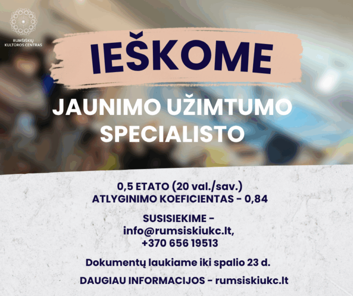 Ieškome Jaunimo užimtumo specialisto
